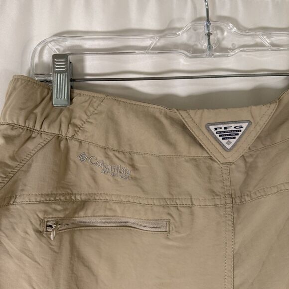 Columbia PFG Shorts Women's Medium Khaki Chino Stretch 5" Inseam Nylon - Picture 8 of 8